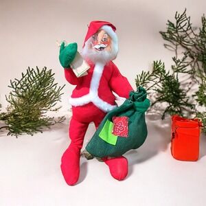 15" Annalee Mobilitee Dolls Santa Claus Holding His Sack Bag 1971
